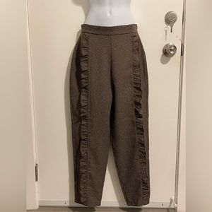 LF Love Brown Plaid Ruffle Pants